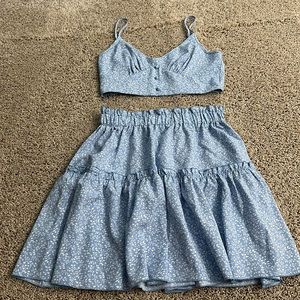 Shein blue skirt and tank top set size S